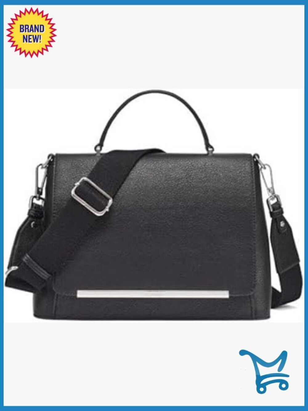Vegan Leather Satchel with Adjustable Strap, Top Handle Bag